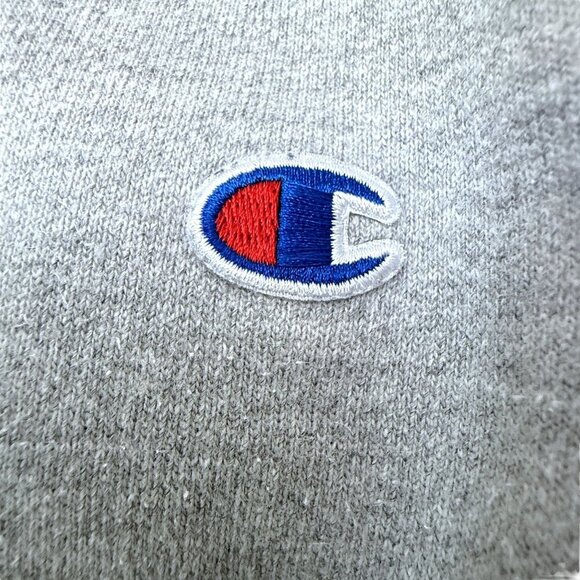 CHAMPION Reverse Weave Hoodie Size Large Oxford Grey Sweatshirt C Logo - Picture 9 of 16